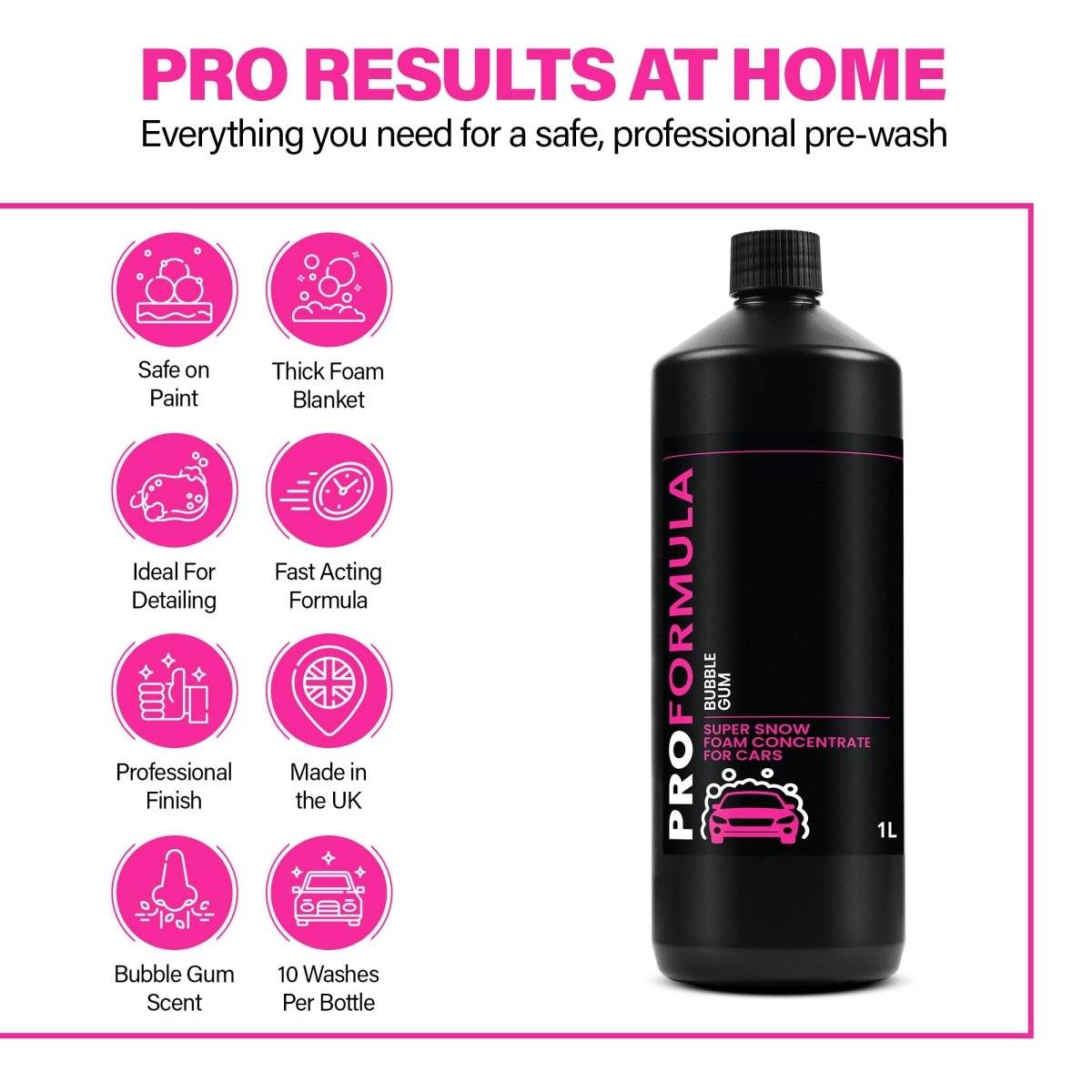 Proformula Snow Foam Concentrate | Safe on wax and sealants, it leaves your car perfectly prepped for shampoo.