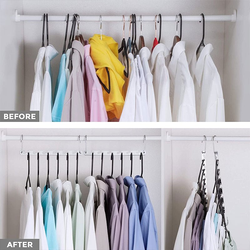 SpaceSaver - 6 In1 Space Saving Wardrobe Organiser Hangers - Best Ideas UK